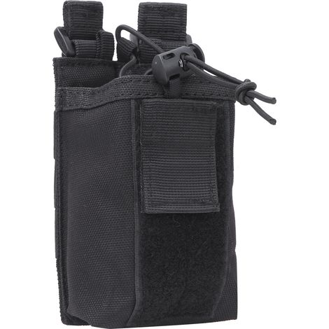Sacoche de transport multifonctionnelle en nylon pour talkie-walkie, idéale pour les sports de plein air et les activités militaires. Étui noir. (1/5)