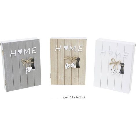 TRADE SHOP - Pannello Contenitore Box Cassetta Appendi Porta Chiavi In Legno Home Con Fiocco -