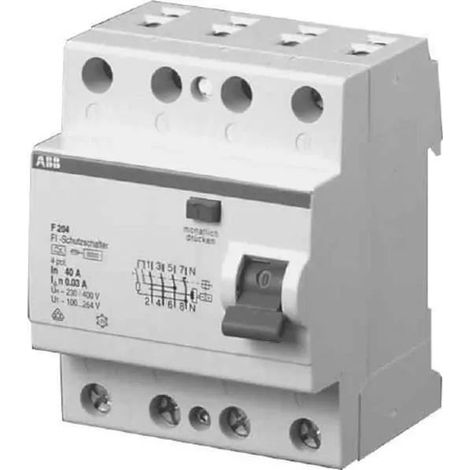 ABB FI-Schutzschalter A 4p 400V 40A 0,03A 4TE REG DIN-Schiene(REG) 10kA F204A-40/0,03-L