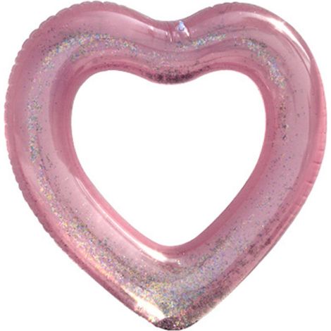 Bouée gonflable en forme de cœur à paillettes - Jouet de piscine d'été