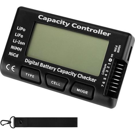 Comprobador digital de capacidad y voltaje de baterías con pantalla LCD para la vida útil de baterías LiPo y NiMH (1/5)