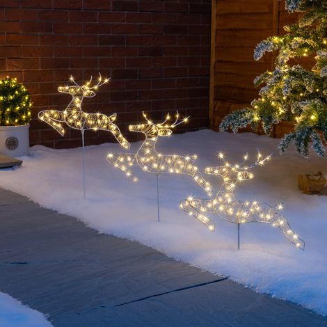 Flashing LED Reindeer Pathway Lights (Set of 3) (1/5)