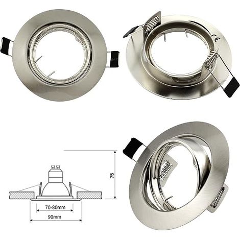 Spot LED Encastrable GU10, 5W Blanc Chaud 3000K Orientable 30°, Plafonnier Encastré Trou 68mm 220V, Cadre Spot encastrable, Ampoules douille gu10 (1/4)