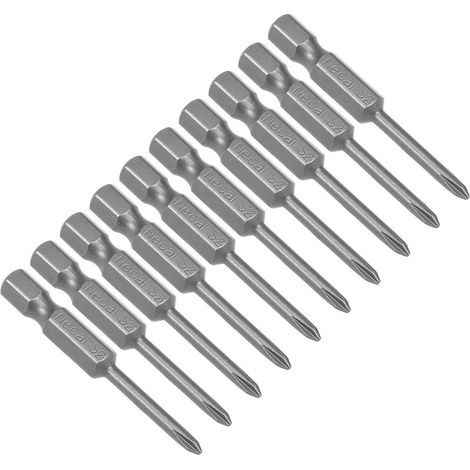 10pc Embout de Tournevis 50mm 1/4 Hex Jarret PH0 Tournevis tête cruciforme magnétique S2 Acier haute (1/4)