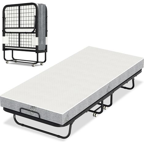 Randaco Letto per ospiti 80x190cm con materasso, su ruote, pieghevole, letto pieghevole fino a 120 kg, portatile