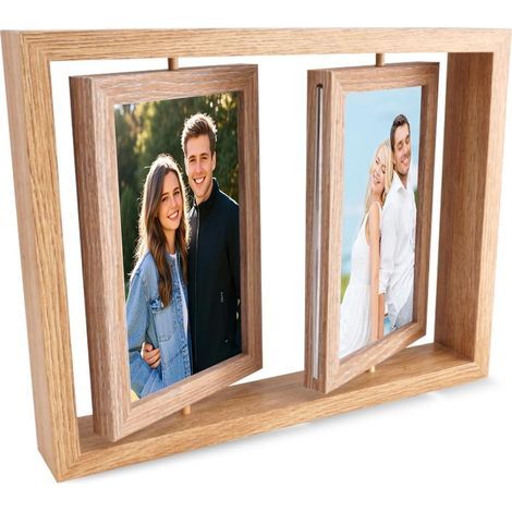 Cadre photo rotatif double face, taille10 x 15Centimètres, en bois, capacité maximale4Photo (1/5)