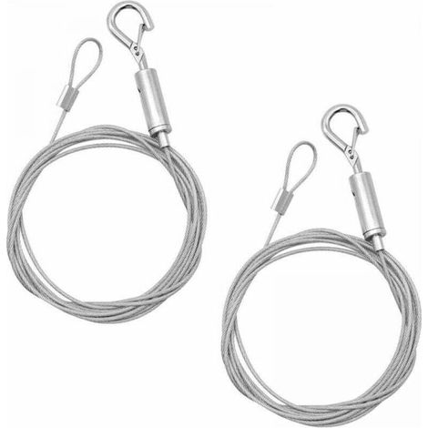 1.5mm x 2m 2 Pièces Câbles à Crochet en Acier Inoxydable Cable pour Rideaux Réglable Corde de Lustre pour Encadrement Tableau, Fil Etendoir Linge Exterieur, Fixations pour Miroir Cadres (1/4)