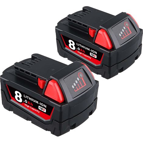 PDstation 2er-Pack 8,0 Ah 18 V Lithium-Ersatzakku für Milwaukee 18 V M18 48-11-1820 48-11-1850 48-11-1860 48-11-1828 48-11-1852 (1/5)