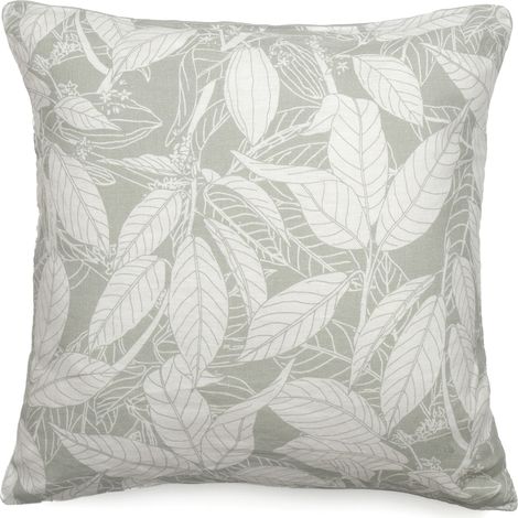 Housse de coussin en lin lavé imprimé végétal doublé coton lavé uni HELIOS 45x45 cm (1/5)