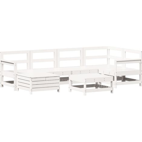 Maison Exclusive - Set Divani da Giardino 7 pz Bianco in Legno Massello di Pino
