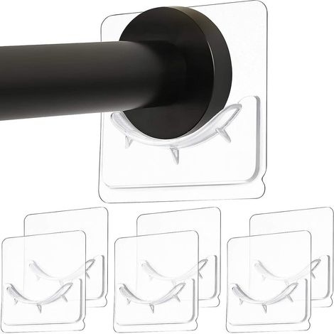 (tringle  Rideau De Douche Non Incluse, Transparente) Paquet De 6 Supports De Tringle De Douche, Adhsif Mural, Installation Sans Perage, Support D