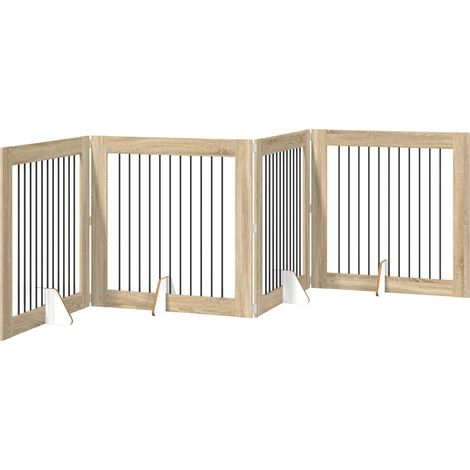 Foldable Dog Gate with Stands 4 pcs Sonoma Oak 401 cm vidaXL