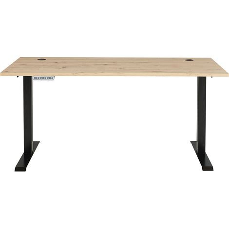Schreibtisch, höhenverstellbar 72-120cm, graphit mit Eiche, MANRESA-36 (1/5)