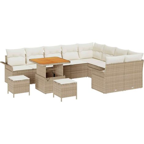 Garden Sofa Set 12 pcs 11-Seater Beige and Cream vidaXL (1/5)