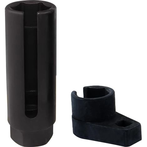 Lambda Probe Socket Set 2 Pieces with Side Cut Out for Wire 3/8 Inch 1/2 Inch Drive 22 mm Hex Cr-Mo Steel Removal Tool (1/5)