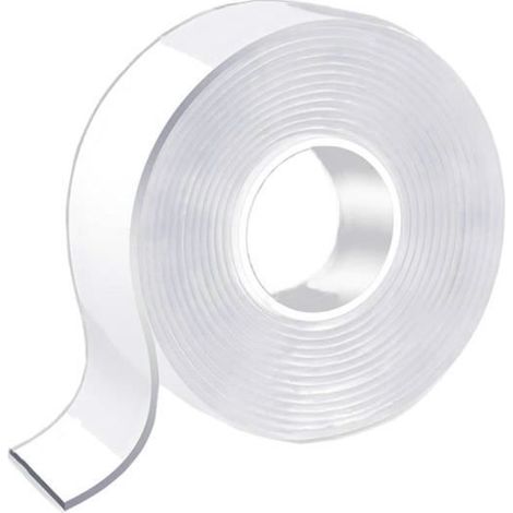 Ruban adhésif double face - 3m x 3cm - Transparent - Amovible - Réutilisable (1/4)