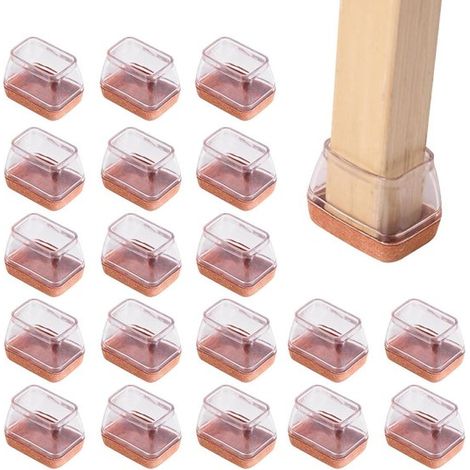Coprigambe rettangolari per sedie - Set da 24 pezzi - Feltro siliconico - Protezioni per gambe di sedie - Per proteggere pavimenti e mobili - 34 x 45 mm