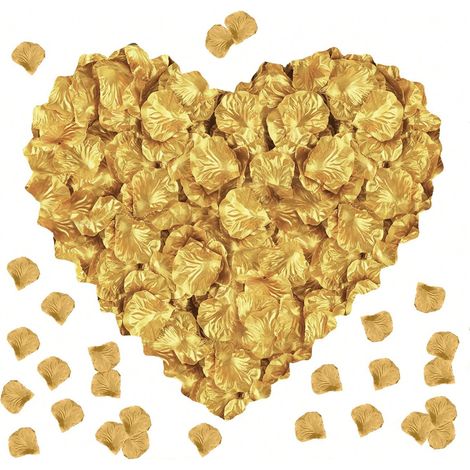 Lot de 1000 pétales de rose en soie artificielle dorés, pour mariage, fête, Halloween, garniture de boîte cadeau, déclaration romantique, décoration intérieure (1/5)
