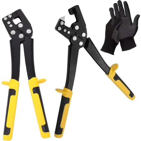 Pince a Sertir Placo, Jaune a Sertir Placo, Longueur 30 cm Epaisseur de Paroi 0,5-0,8 mm Équipé de Gants pour Profilés Métallique, Travaux de Plaques de Plâtre, Projets de Décoration (1/5)