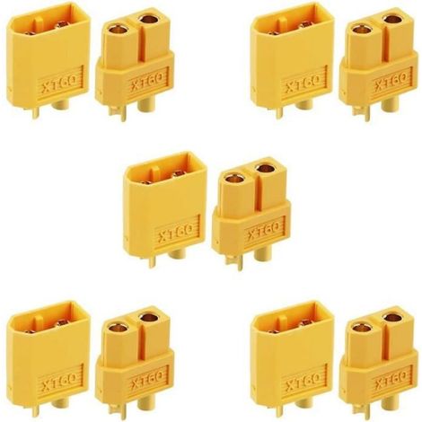 Connecteur XT60 - Prise Mâle et Fiche Femelle pour Batterie RC - Compatible Modèles Télécommandés - 5 Paires (1/3)