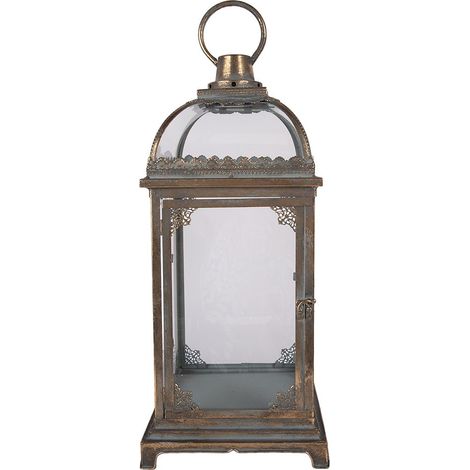 Lanterne Décorative pour Intérieur et Extérieur en Métal Marron 23 x 23 x 58 cm - PANGIVO (1/5)