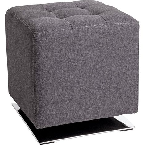 Tabouret rembourré carré pivotant coloris Anthracite - Longueur 41 x Profondeur 41 x Hauteur 43 cm (1/5)