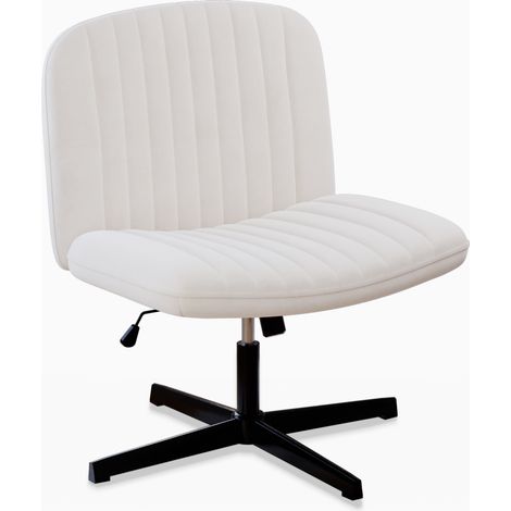 Office Chair in Velvet, No Wheels Armless Home Office Desk Chair, Reclining backrest, Rotatable, Adjustable Height, for Home Office dessing room living room (1/5)