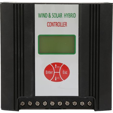 Contrôleur hybride éolien-solaire 24V 300W-600W, régulateur de charge avec écran LCD, kit mixte vent 600W + panneau solaire 300W, affichage numérique, protection intégrée. (1/5)