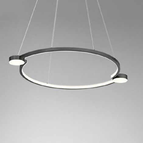 TrAdE Shop Traesio - Lampadario A Sospensione Led 20w Cerchio Con Telecomando Design Moderno Nero 71095 - (1/4)