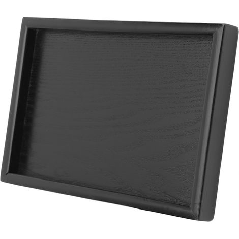 Plateau de service rectangulaire en bois massif écologique à bords relevés pour thé café en-cas repas restaurant maison noir 22x15 cm (1) 1 pièce (1/5)
