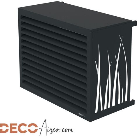 Cache climatiseur à lames persiennes – Métal anthracite (RAL 7016) – Anti-rouille, aucun entretien requis – Adaptable au sol ou mur