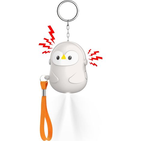130dB Alarme Personnelle Anti Agression, Manchot Alarme de Poche pour Femmes, Sirène Personnelle d'urgence avec Lumière LED, Porte Clef Alarmes de Sécurité pour Enfants Personnes Agées,Blanc