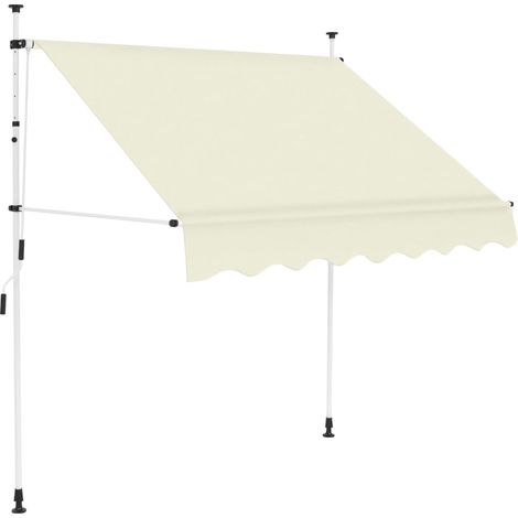 Auvent manuel Store Banne Solaire abri Marquise Brise-soleil rétractable 200 cm Crème LKOWF24602 (1/5)
