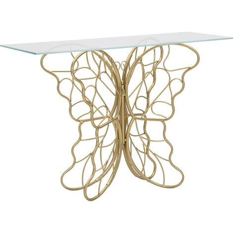Consolle Butterfly in ferro e vetro gold – 110 x 40 x H 76 cm (1/5)