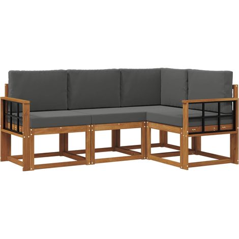 vidaXL Outdoor Sofa Set 4 pcs Natural and Anthracite (1/5)