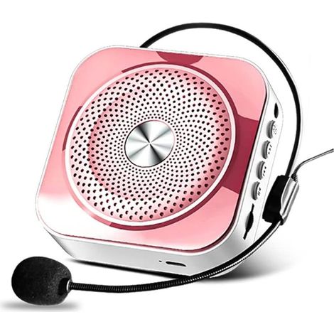 Amplificateur De Voix Portable 2200 Mah Rechargeable avec Micro Filaire Et Tour De Taille, Microphone Personnel Et Haut Parleur pour Enseignants Guides Touristiques,Rose [Classe énergétique A]