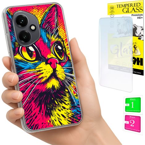Custodia per Honor X7d / 400 Smart Photo Case Back Kitten + vetro 9H (1/5)