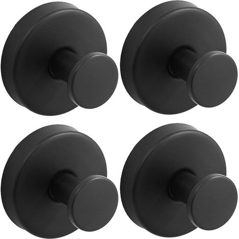 Saugnapfhaken aus Edelstahl, kein Bohren erforderlich, 4er-Set, Schwarz, starke Haltekraft von 10 kg, für Handtücher, Mäntel, Badezimmer, Dusche