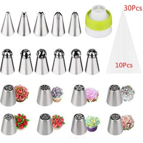 Douilles À Pâtisserie Pour Décoration De Pâtisserie, 30 Pcs Acier Inoxydable Douilles Patisserie Kits, Kit De Décoration De Gâteau (1/2)