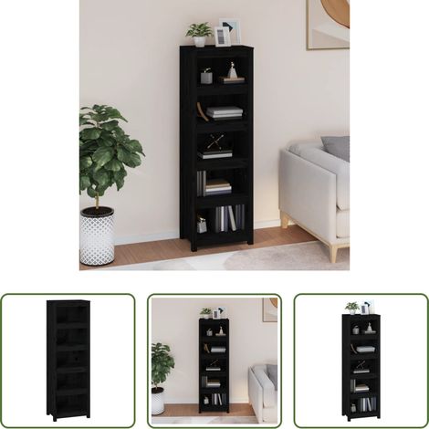 Étagère en bois - Bibliothèque Noir 50x35x154 cm Bois de pin massif (1/5)