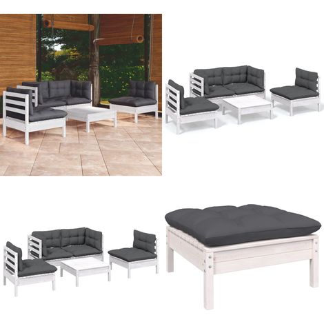 Salon de jardin 5 pcs avec coussins bois de pin massif - Salon De Jardin - Mobilier De Jardin - Ensemble Salon De Patio - Meubles De Terrasse - Chaise Longue - Home & Living (1/5)