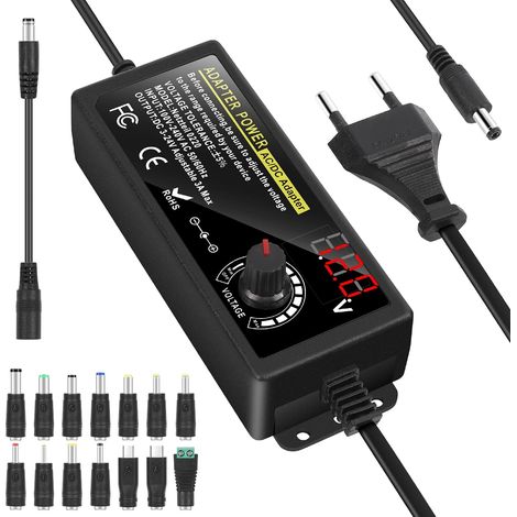 Alimentation Universelle 3A 72W, Adaptateur Alimentation Réglable DC 3V-24V, 100V-240V AC vers DC, 14 Connecteurs, pour Électronique Domestique, Alimentation de Laboratoire, Max 3A (1/5)