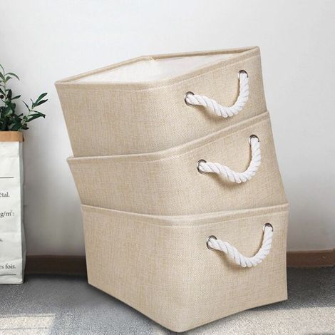 1 cesta de almacenamiento de ropa plegable de tela de lona con asas para juguetes, (1/5)