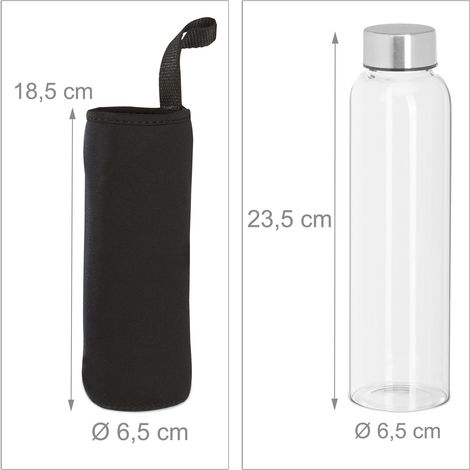 Set di 4 borracce eleganti e pratiche da viaggio da 500 ml in vetro borosilicato trasparente 130013979