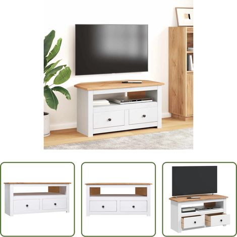 Meuble d'angle - Meuble TV d'angle Blanc 93x49x49 cm Pin Assortiment Panama (1/5)