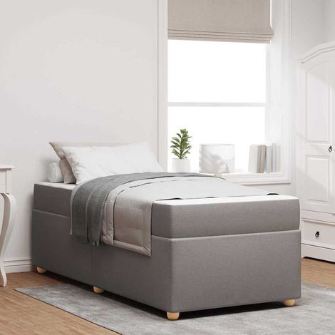 Bettrahmen mit Matratze Taupe 90 x 200 cm Stoff