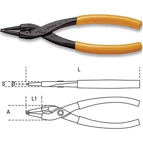 BETA Pince pour circlips intérieurs à becs droits - 1032 - 85 à 200 mm - 300 mm