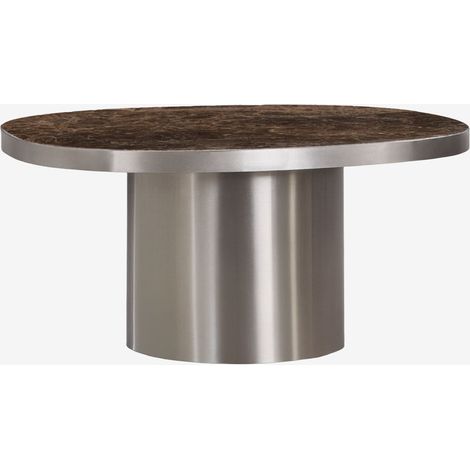SKLUM Fertrix Couchtisch aus Naturstein und Edelstahl Brauner Marmor Emperador