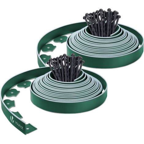 VOUNOT 20m Flexible Lawn Edging with Green Outline Edge, Green