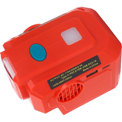 Convertisseur portable 200W avec lampe LED 200LM pour batteries lithium 18V 48 11 1828 48 11 1815 48 11 1840 48 11 1850 48 11 1860 48 11 1890 (1/5)